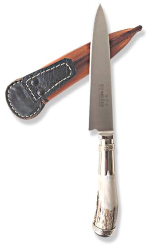 ESTILO ARGENTO Cuchillo Schmieden Asta de Ciervo Hoja de 14 cm Acero Inoxidable Barbacoa Asado