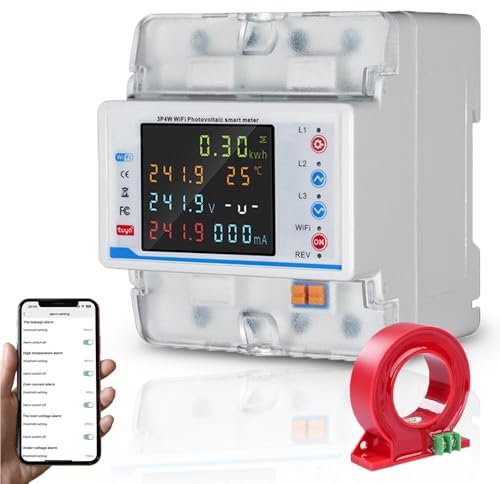 SiRyder Compteur De Consommation D'éLectricité, 380v 100a Compteur Intelligent Triphasé 4p Wifi Tuya Smart Protection Contre Les Surcharges Avec Protection Contre Les SurintensitéS Du Transformateur