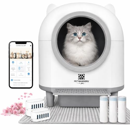 PetWanders Arenero Automático Caixa de Areia para Gatos Autolimpiable con App, 10 Sensores de Seguridad, Gran Capacidad 90L, sin Olores, Compatible con Todo Tipo de Arena