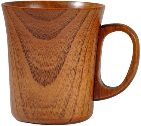 Wooden Mug, 9.5oz/280ml Wooden Cup, Natural Coffee Mug with Handle Unique Outdoor Camping Cup for Beer, Coffee, Milk, Water, Beer, Tankard