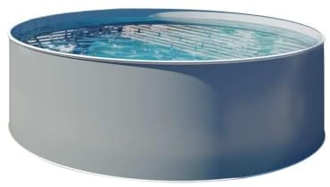 Design-Stahlwandpool Ø 3,50 x 1,20 m inkl. Zubehörpaket - Rundpool anthrazit mit Grauer 0,80 mm Folie - einfacher Aufbau - schraubenfreie Montage - freistehend teileingelassen oder eingelassen