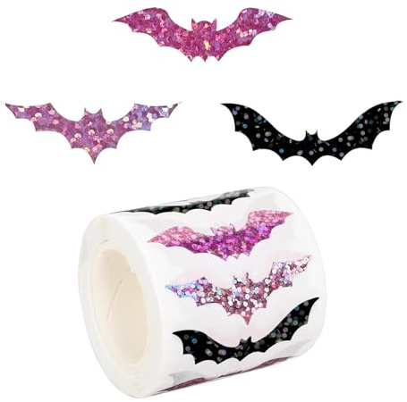 500pcs Fledermaus Aufkleber Rolle, Halloween Fledermaus Dekorative Aufkleber, Selbstklebender Halloween Aufkleber, Für Scrapbooking Verpackungen PVC Halloween Fledermäuse