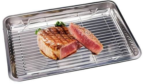 Generico Teglia Forno, Teglie Antiaderenti, Con Griglia Raffreddamento, Supplies Cucina In Acciaio Inossidabile, Per Carne, Biscotti, Torte, Pane, Cottura Al Forno, Casa, Appartamento, Barbecue