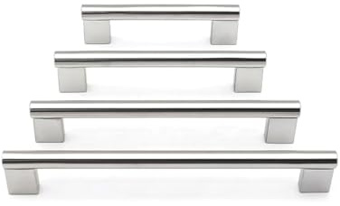 ChellexX Möbelgriffe silber RS054 Ø16 rund Küchengriffe Türgriff Stangengriffe Edelstahl Griff Schrankgriffe 96mm-256mm (1,2,5,8,10 Stück) (1, Bohrlochabstand: 96mm)