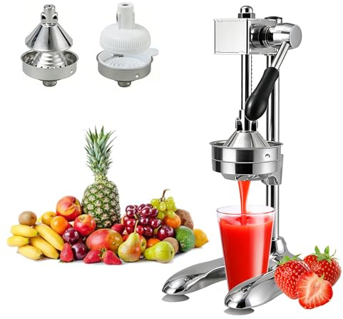 YUZINO Commercial Manual Juicer, 304 Stainless Steel Hand Press Fruit Squeezer with 2 Molds, Sturdy Lemon Squeezer Suitable for Home, Café & Bar, Easy-To-Clean