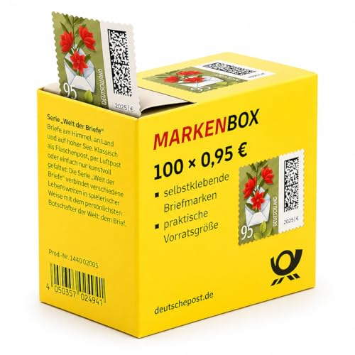 Deutsche Post Briefmarken 100 x 0,95€ Briefmarken selbstklebend, für Standardbriefe bis 20g & Postkarten, 10 x 10er-Set Briefmarke zu 0,95 Euro