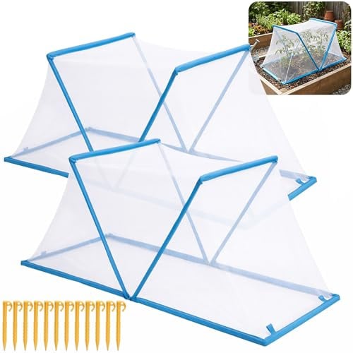 2 Pcs Foldable Garden Covers for Raised Beds, 35 x 13 x 15 Garden Bed Insect Bird Netting Plant Cover, Garden Rows Pest Barrier Plant Protector Mesh for Protecting Vegetables Fruits Flowers