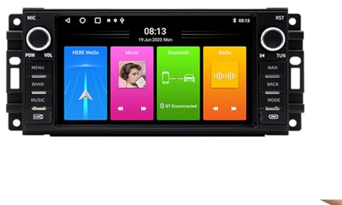 7 Android Auto Radio GPS Navigator Carplay Fit for Dodge Durango Magunm RAM Dakota Charger Caliber Chrysler Cruiser 300 300C Aspen Jeep Grand Cherokee Compass Patriot Commander Limited Premium Sport
