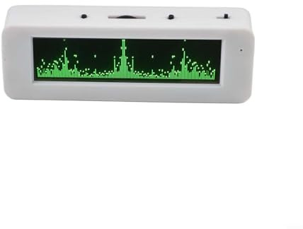 3,12 Zoll Musik-Display-Analysator, Audio-Pegelanzeige, VU-Meter mit Zeit-, Temperatur- und Feuchtigkeitserkennung, eingebautes Mikrofon und AUX-Eingang für Auto-Heim-Stereoanlage (grün)