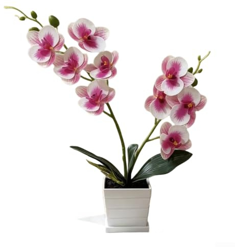 Künstliche Schmetterlings-Orchidee aus Kunststoff für Zuhause, Inneneinrichtung, Hochzeitsdekoration, Fotografie, Hintergrund, Tischakzent (lila Herz weiß)