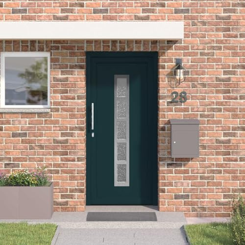Runheo Porte d'entrée principale en PVC anthracite 88 x 200 cm porte blindée sécurisée pour maison appartement avec serrure verrouillage isolation thermique phonique et vitrée adaptée à rénovation