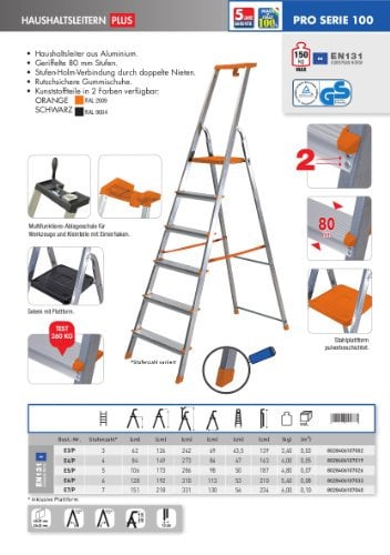 'Escabeau ménager Plus unilatéralement begehbar 5 niveaux FACAL Serie 100