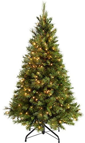 WeRChristmas Pre-Lit Victorian Pine Multi-Function Christmas Tree with 300 Warm White LED Lights, Green, 5 feet/1.5 m