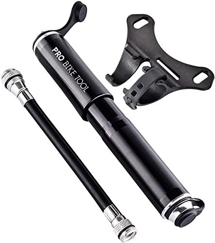 PRO BIKE TOOL Mini Bike Pump - Fits Presta and Schrader - High Pressure Psi - Reliable, Compact & Light - Bicycle Tyre Pump for Road, Mountain and BMX Bikes