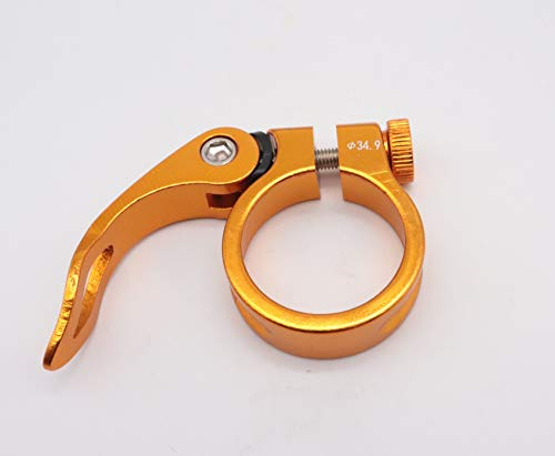 CarbonEnmy Alu Fahrrad Sattelklemme mit Schnellspanner 34,9 mm (Gold)