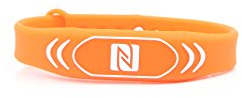 NFC Armband, geeignet für Kontaktdaten, Messe, Sport, 924 Byte (NTAG 216), wasserfest, orange, verstellbar