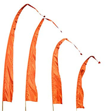 Bali Fahne 3m Ohne Stange | Gartenfahne Dunkelorange | Wetterfeste Windfahne | Umbul Umbul Boho Deko | Hochwertiges Satin | Original Asiatische Tempelfahne
