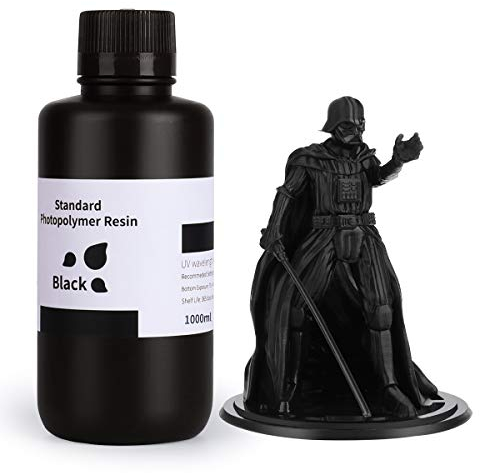 ELEGOO 3D Drucker Resin, UV 405nm Standard Resin mit Hohe Präzision und Schnelle UV-Härtung für MSLA/DLP/LCD 3D Drucker, Photopolymer-Kunstharz Flüssige 3D-Druckmaterialien, Super Schwarz 1000g