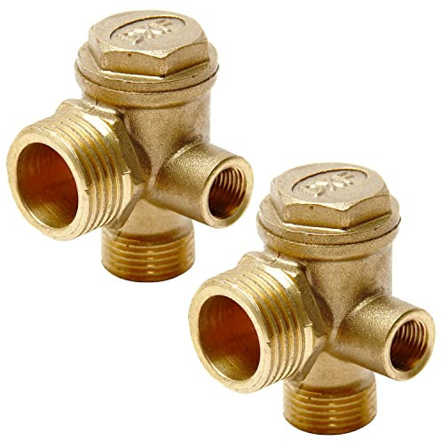 Othmro Luftkompressor-Rückschlagventil, 20 mm x 16 mm x 8,5 mm Außengewinde, 3-Wege-pneumatisches Zubehör, Messing, 2 Stück