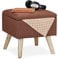 Relaxdays, braun Hocker mit Stauraum, Kunstleinen-Bezug, gepolstert, Holzbeine, Fußhocker mit Deckel, HBT: 40x40x40 cm, Holz, 1 Stück