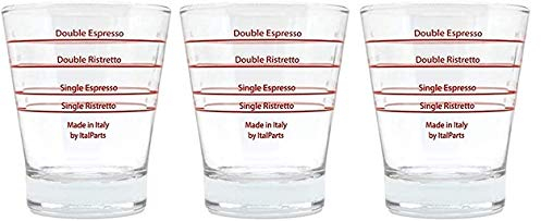 VIA CREMA 3 Bicchieri per Caffè Espresso Shot Glass, Misurini Dosatori (3 PEZZI) Accessori di Alta Qualità per Macchine Caffè Professionali