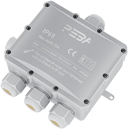 PEBA Abzweigdose IP68, Klemmkasten, Wasserdichte Kabelverbinder, Aufputz Verteilerdose Außen Wasserdicht 4-Wege für 4-14 mm Kabeldurchmesser Anschlussdose, Abzweigkasten, Abzweigdose Grau