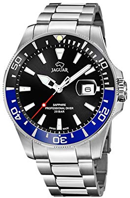 JAGUAR Armbanduhr Modell J860/G aus der Executive Kollektion, Gehäuse 43,5 mm, schwarz mit Stahlband für Herren