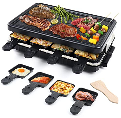 Raclette Grill, Raclette Table Grill, Korean BBQ Grill Indoor, 8 Trays