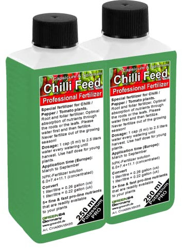 GREEN24 Engrais pour piments, engrais pour poivrons spécial Capsicum, fertilisation de piments (Chilli), poivrons et tomates, engrais liquide de la gamme professionnelle