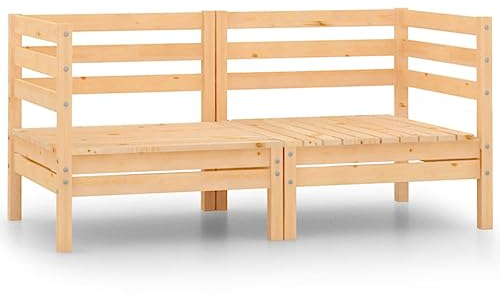 vidaXL Garten Ecksofas 2 STK., Modular Gartenmöbel, Sofa Lounge Sessel für Garten Terrasse Balkon, Gartensofa Gartensessel, Kiefer Massivholz