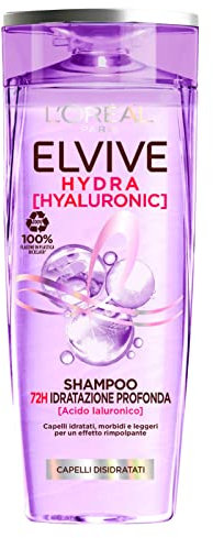 L'Oréal Paris Elvive Hydra Hyaluronic Shampoo mit Hyaluronsäure für dehydriertes Haar - Flasche mit 250 ml