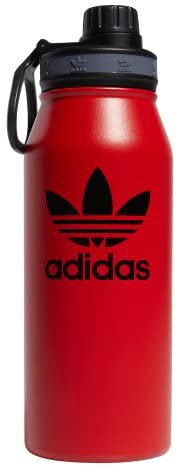 adidas Originals 1 Liter (32 oz) Metal Water Bottle, Hot/Cold Double-Walled Insulated 18/8 Stainless Steel, Better Scarlet/Black/Onix Grey, 33.8 Ounces