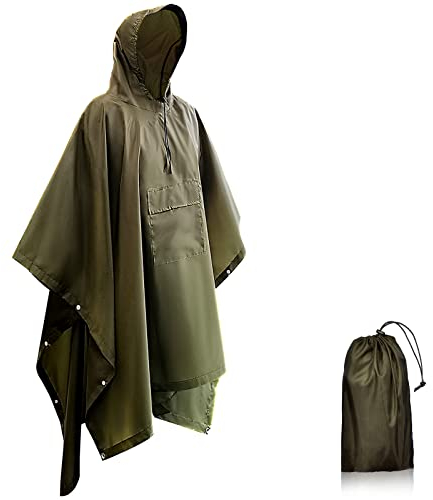 Seyobs Regenponcho Herren Damen Wasserdicht, Regencape Unisex Regenmantel 210T Oxford Regenjacke, Regenponcho Fahrrad 3 in 1 Poncho für Jagd, Picknick im Freien, Trekking, Camping, Angeln