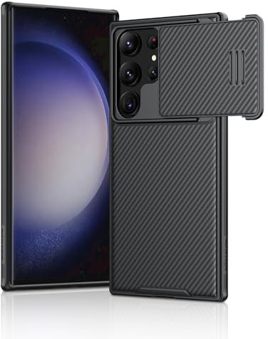 Nillkin Samsung Galaxy S23 Ultra Case with Slide Camera Cover,Camshield S Phone Case,Compatible with Samsung Galaxy S23 Ultra, Lens Protection, Screen Protector, and Camera Cover Included - Black