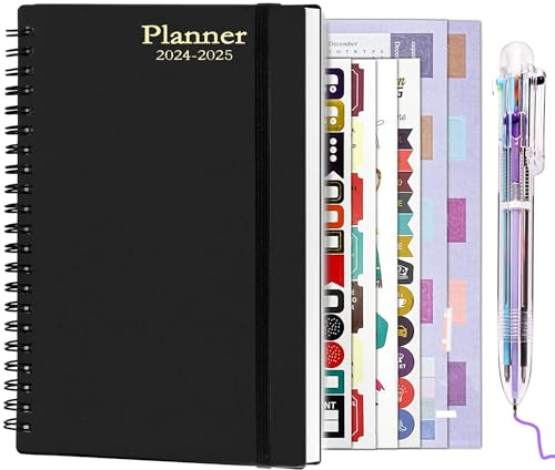DWcouple Wochenplaner 2024 A5, Kalender 2024, 12-Monats-Wochenkalender, Wochenplaner und Notizbuch, Softcover Tagebuch, Mit Bunte Stifte und Aufkleber-Terminplaner 2024 2025