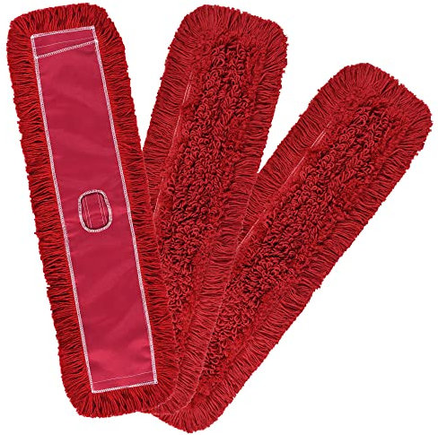 Matthew Cleaning Lot de 3 têtes de rechange lavables en coton de résistance industrielle pour usage résidentiel et commercial compatibles avec cadres de balai à poussière standard, bois dur, sols en