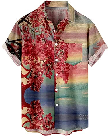 LAOSU Chemise pour Homme Manches Courtes Été Chemise,Décontractée Chemise Homme Bleu Marine,Hawaïenne Chemise Homme Mariage,Chemise Rose Poudré Homme,Marque De Chemise