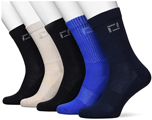 Only & Sons Herren Onsrody Solid Tennis Sock 5-pack, Black/Detail:2BLACK 1NAVY 1SILVER L 1BALEINE B, Einheitsgröße
