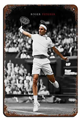 FUKITT Roger Federer Inspirational Art Poster (20) Blechschild Vintage Metall Pub Club Cafe Bar Home Wandkunst Dekoration Poster Retro 20 x 30 cm