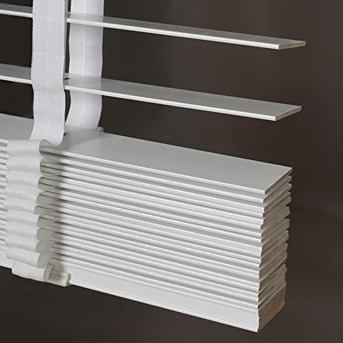 Jolan Jalousien Fenster, Jalousette Holz Weiß, 50mm Lamellen Horizontal Jalousie, Echtholz Jalousetten Für Home Office, Sichtschutzvorhänge, Verdunkelungs/Wärmedämmrollos,W×H-60x180cm/23.5x71in