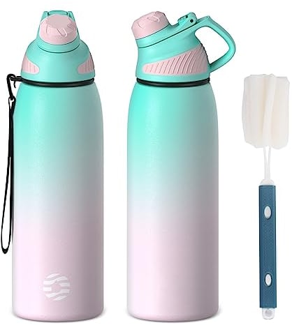 Fjbottle Botella Agua Acero Inoxidable con Tapa Magnética 1L, 800ml, 600ml, 400ml sin BPA Botella Termica para Niños, 1500ML Deportiva Termo