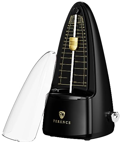 TERENCE Mechanisches Metronom für Klavier Gitarre Bass Violine Bass Metronom mit hoher Präzision Traditionelle Pyramide für Anfänger Erwachsene und Kinder Schwarz
