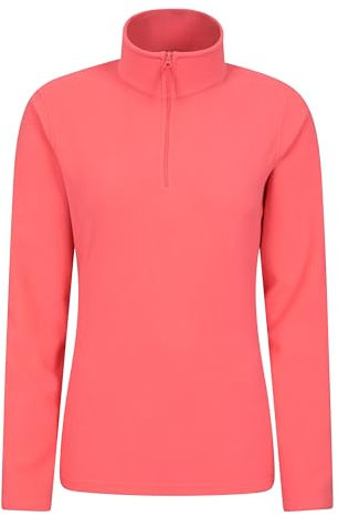 Mountain Warehouse Camber Half Zip Women's Fleece - Lightweight, Warm & Cosy Half Zip Sweatshirt Top - Best for Camping, Outdoors, Travelling & Hiking Bright Pink (Plain) XS