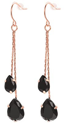 Vissen Black Zircon Drop Earrings for Women Rose Gold Long Dangle Earrings Dainty Fashion Jewelry Gifts