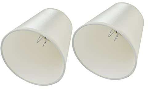 Pantalla De Lámpara Pequeña Blanca, Pantalla De Barril Juego De 2 Pantallas De Lámpara Pequeñas Clip En Bombilla Tela Clip En Pantallas De Lámpara De Araña, 3.6x5.6x5.1in(Blanco)