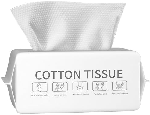 100 Pièces Serviette de Visage Jetable, Lingettes Sèches Pur 100% Coton, Lingettes Bébé, Naturelles et Biodégradables, Lingettes Humides et Sèches épaissies pour Tous Types de Peau (20X20CM)
