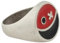 LIQWID Genderfluid Ring für Herren, rot-schwarzer Smiley-Ring mit Antiksilber-Finish, recyceltes Material, in 3 Größen erhältlich - PRODUKT 100% MADE IN ITALY (L)