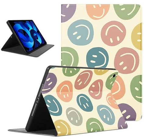 Foonary Funda para iPad Air 5th Gen 2022/iPad Air 4th Gen 2020 10,9, Ultra Slim PU Cuero Flip Carcasa con Función Soporte Suave TPU Plegable Folio Antichoque Cover Case para iPad Air 5th/4th, Smile 1