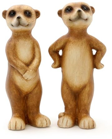 dio only for you 2 x Dekofigur Erdmännchen | Figur Tiergfigur Keramik Zierfigur | 7,5X 16 cm