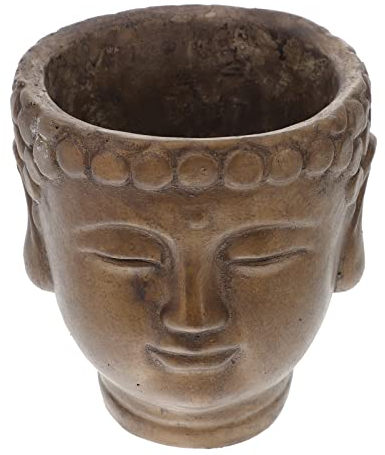 POPETPOP Affronter Pot à Tête De Bouddha Pot De Fleur Extérieur Cache-Pot Zen Pot De Jardinière Tête De Bouddha Figurine Pots De Fleurs Jardinière Rustique Ciment Vase Statue De Bouddha